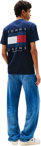 Tommy Jeans Men's Short Sleeve Cotton Graphic T-Shirts with Printed Flag Design in Saudi Arabia