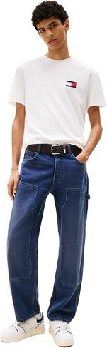 Tommy Jeans Men's Short Sleeve Cotton Graphic T-Shirts with Printed Flag Design in Saudi Arabia