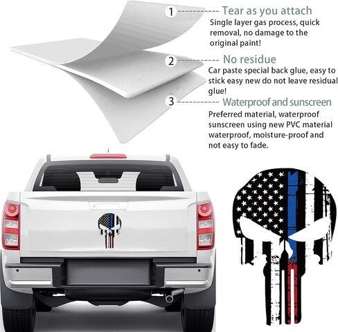 1 PC American Flag Tailgate Decal, Vinyl American Flag Stickers for Trucks, Universal US Flag Car Sticker for Most Car, Trucks, SUVs (Black) in Saudi Arabia