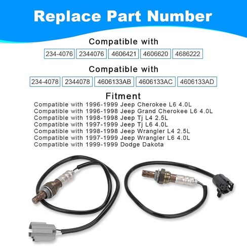 JDMON 2PCS Oxygen O2 Sensor Upstream Downstream Replacement for 1996-1999 Jeep Cherokee, Grand Cherokee, Wrangler L6 4.0L Compatible with 234-4076, 2344076, 234-4078, 2344078 in Saudi Arabia