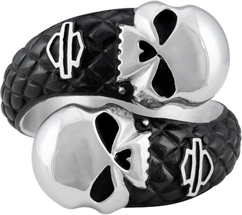 Harley-Davidson Men's Double Willie G Skull B&S Stainless Steel Metal Ring in Saudi Arabia