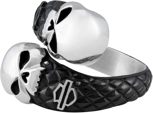 Harley-Davidson Men's Double Willie G Skull B&S Stainless Steel Metal Ring in Saudi Arabia