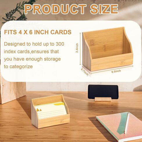 2 PCS Wood INDEX CARD BOX 3X5 INDEX CARD DISLEST حامل بطاقة العمل لبطاقة المكتب حامل بطاقة بريدي in Kuwait