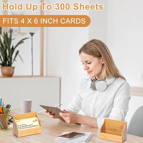 2 PCS Wood INDEX CARD BOX 3X5 INDEX CARD DISLEST حامل بطاقة العمل لبطاقة المكتب حامل بطاقة بريدي in Kuwait