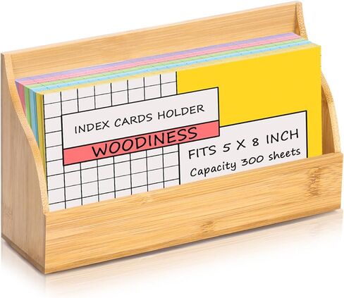 2 Pcs Wood Index Card Box 3x5 Index Card Display Stand Business Card Holder for Desk Card Stand Postcard Holder Wood Recipe Box Card Organizer Case for Office for 400 Cards 5.5X2.4X4 No Index Card in Kuwait