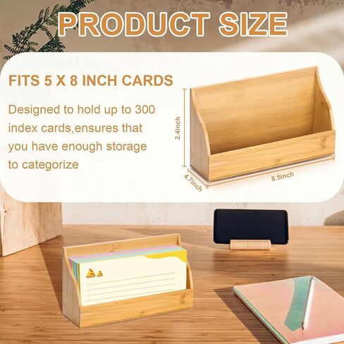 2 Pcs Wood Index Card Box 3x5 Index Card Display Stand Business Card Holder for Desk Card Stand Postcard Holder Wood Recipe Box Card Organizer Case for Office for 400 Cards 5.5X2.4X4 No Index Card in Kuwait