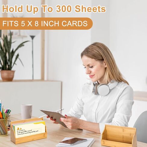 2 Pcs Wood Index Card Box 3x5 Index Card Display Stand Business Card Holder for Desk Card Stand Postcard Holder Wood Recipe Box Card Organizer Case for Office for 400 Cards 5.5X2.4X4 No Index Card in Kuwait