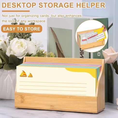 2 Pcs Wood Index Card Box 3x5 Index Card Display Stand Business Card Holder for Desk Card Stand Postcard Holder Wood Recipe Box Card Organizer Case for Office for 400 Cards 5.5X2.4X4 No Index Card in Kuwait