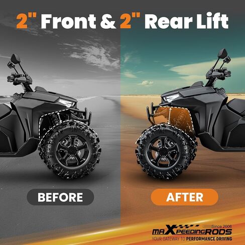 MaxPeedingRods 2 "Lift Kit لعام 2014-2023 Polaris Ranger 500 570 EPS Midsize ETX Crew بحجم كامل ، مجموعة فاصل UTV تعليق مع جميع الأجهزة ، الأسود ، الأسود in Kuwait