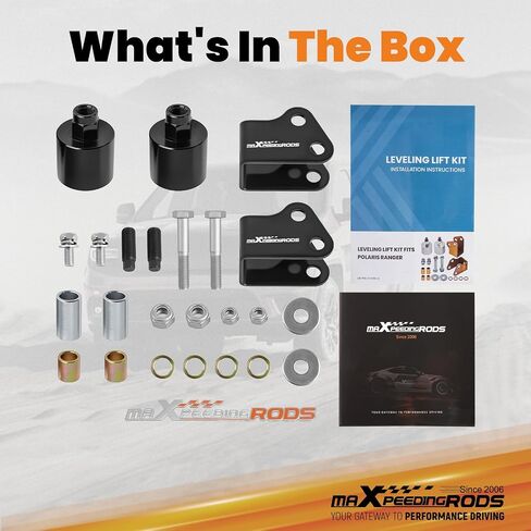 MaxPeedingRods 2 "Lift Kit لعام 2014-2023 Polaris Ranger 500 570 EPS Midsize ETX Crew بحجم كامل ، مجموعة فاصل UTV تعليق مع جميع الأجهزة ، الأسود ، الأسود in Kuwait