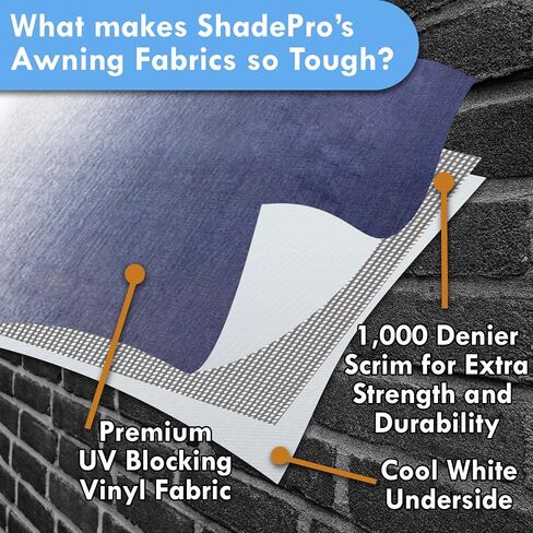 ShadePro - RV Awning Fabric Replacement - Premium Grade Weatherproof Vinyl - Universal Outdoor Canopy for Camper, Trailer, and Motorhome Awnings - Dune Fade - 19' (Fabric 18' 2") in Saudi Arabia