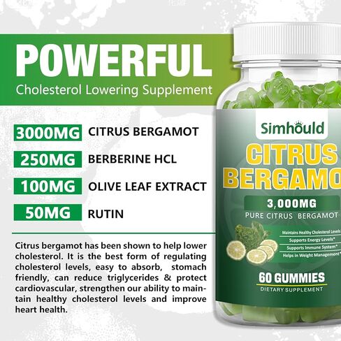 2 Pack Citrus Bergamot Gummies -3000MG Citrus Bergamot Extract Cholesterol Lowering Supplement for lmmune Support Healthy Anti-Aging, Hight Cholesterol Vegan Gummy 120 Counts Lime Flavor in Saudi Arabia