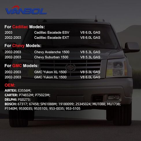 مجموعة مضخة الوقود متوافقة مع 2002-2003 Cadillac Escalade ESV Ext Chevy Avalanche Suburban GMC Yukon XL 1500 V8 5.3L 6.0L GAS استبدال E3556M VANBOL0057 مع مستشعر ضغط وحدة الإرسال in Saudi Arabia