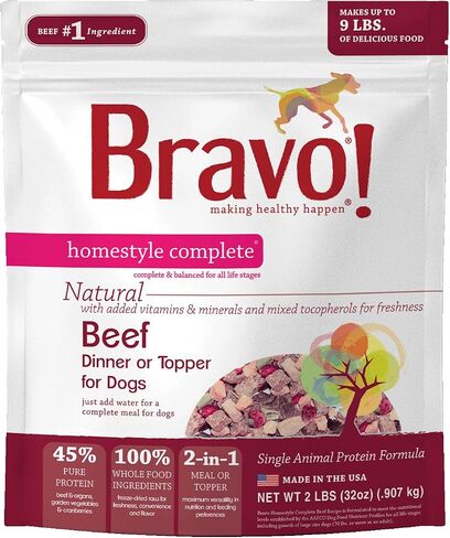 Bravo! Homestyle Complete Turkey Dinner Grain-Free Freeze-Dried Dog Food, 4-lb Bag in Saudi Arabia