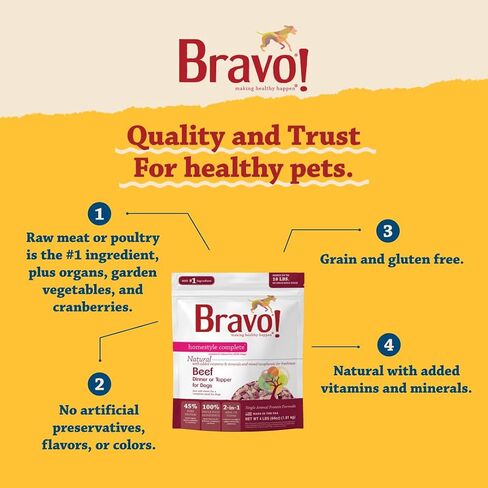 Bravo! Homestyle Complete Turkey Dinner Grain-Free Freeze-Dried Dog Food, 4-lb Bag in Saudi Arabia