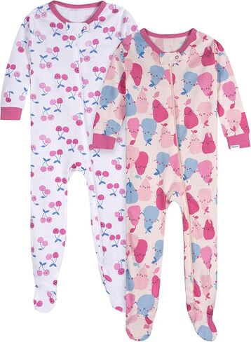 Onesies Brand Baby Girls' 2-Pack Footed Pajamas, Sunny Day, 0-3 Months in Kuwait