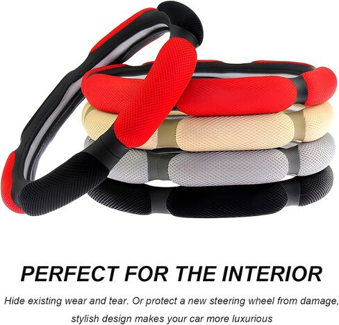 Car Steering Wheel Cover, 15" Anti-Slip Steering Wheel Protector Soft Hand Pad Cushion, Breathable Ice Silk Auto Wheel Wraps Comfy Grip All-Season Protector for Most Vehicles (Black) in Saudi Arabia