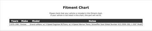Front Manual Transmission Seal Compatible With Pontiac Grand LeMans 1981 1980 1979 1978 1977 1976 1975 P-2560236 in Saudi Arabia