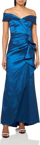Xscape Women's Short Scuba Off-The-Shoulder Ruffle Midi Dress with Center Back Zipper in Saudi Arabia