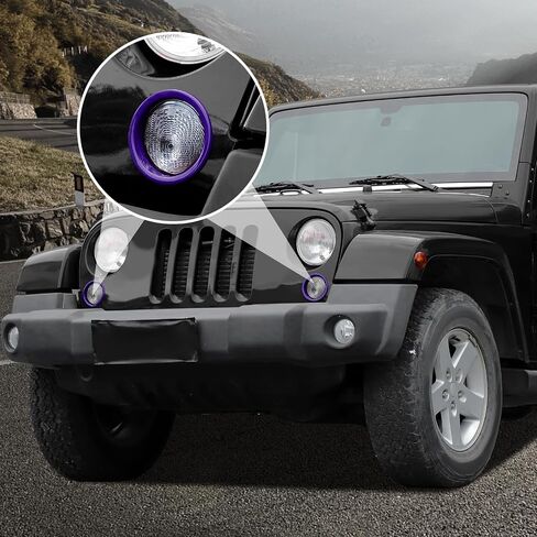 غطاء مصباح إشارة الإشارة الأمامي متوافق مع 2007-2018 Jeep Wrangler JK JKU (أرجواني) in Saudi Arabia
