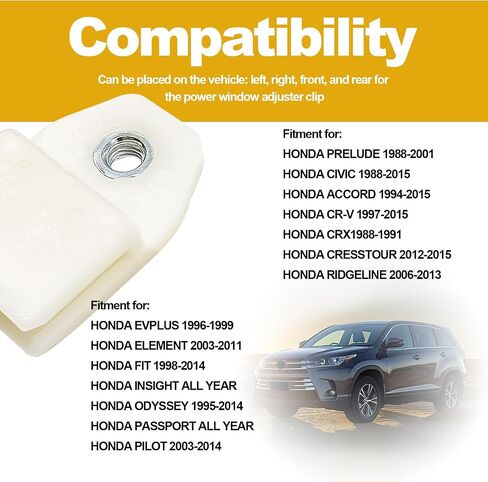 2pcs Window Door Glass Channel Clips, Plastic Glass Regulator Holder Sash Retainer Clip Fits for Honda 1988-2015 Accord Civic CRV Fit Pilot Odyssey Insight, White in Saudi Arabia