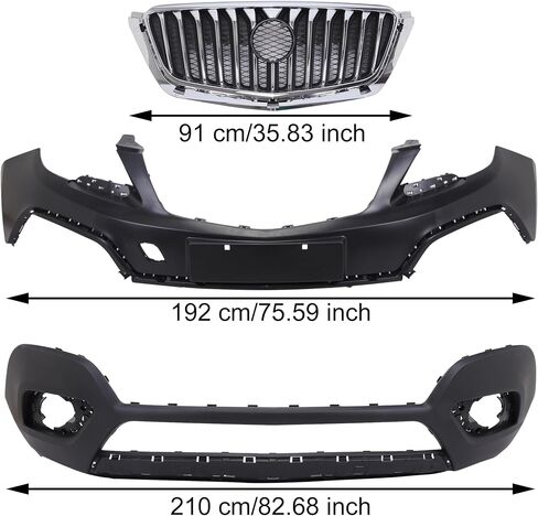 CAREONLINE New Complete Front Bumper Cover Assembly Grilles Fits for 2013-2016 Bui-ck Encore, OE: 95350357 GM1014109 (OL-FR-092250705) in Saudi Arabia