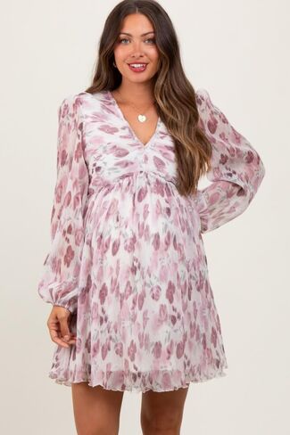 Pinkblush floral chiffon plisse فستان صغير in Saudi Arabia
