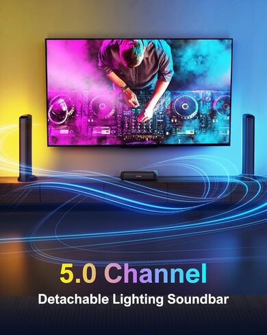 ULTIMEA 5.0ch Sound Bar for Smart TV, Soundbar with RGB Light for PC, Detachable Soundbar for TV with App Control, 180W Peak Power, Bluetooth 5.3 TV Soundbar, HDMI-ARC/Opt/AUX, Wall Mount, Apollo S70 in Kuwait
