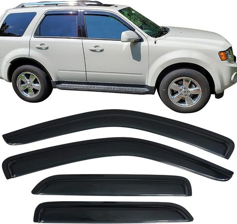 IKON MOTORSPORTS Window Visors Compatible with 2001-2012 Ford Escape, 2008-2011 Mazda Tribute, 2005-2011 Mercury Mariner, Sun Rain Guards Vent Smoke Slim Style 4Pcs in Saudi Arabia