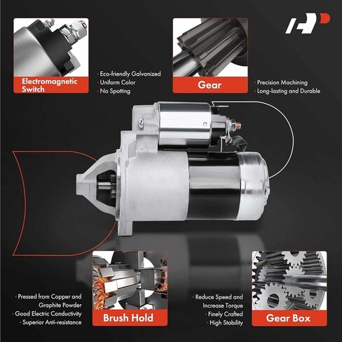 A-Premium Starter Motor متوافق مع Chrysler Sebring 2001-2005 ، Dodge Stratus 2001-2005 ، Mitsubishi Galant 1999-2003 ، Eclipse ، Outlander ، L4 2.4L ، 12V 1.4kW 8 Teath CW ، استبدل# MD356178 ، M1T84883 in Saudi Arabia