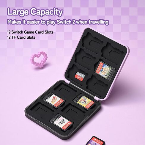 Kuitmor Game Card Case for Switch/OLED/Lite,Portable Switch Game Card Holder,Kawaii 12 Slots Cartridge Case for Switch Game Cards and TF Cards in Saudi Arabia