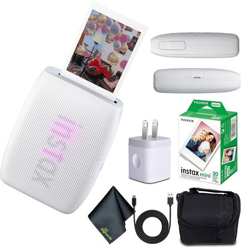 Fujifilm INSTAX Mini Link 3 Smartphone Printer (Rose Pink) + Travel Bag Small INSTAX Mini Instant Film (20 Sheets) + USB Power Charging Adapter + Diginerds Microfiber Cleaning Cloth in Saudi Arabia
