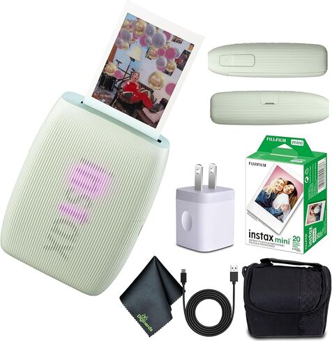 Fujifilm INSTAX Mini Link 3 Smartphone Printer (Rose Pink) + Travel Bag Small INSTAX Mini Instant Film (20 Sheets) + USB Power Charging Adapter + Diginerds Microfiber Cleaning Cloth in Saudi Arabia