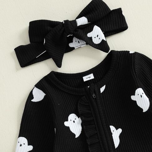 Kuriozud My First Halloween Baby Girl Boy Outfit Newborn Pumpkin Jumpsuit Romper Halloween Footie Pajamas Coming Home Outfit in Kuwait