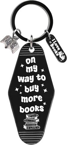 Book Lover Keychain for Men Women - Librarian Teacher Gift Novelty Literary Travel Souvenir, On My Way To Buy More Books in Saudi Arabia