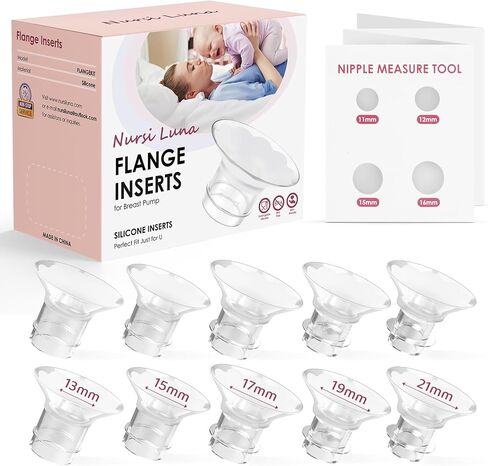 Flange Insert 17mm for 24mm Flange/Shield of Most Pumps, Flange Sizing Kit with Storage Box, Silicone Breast Pump Flange Insert, Cleaning Brush, Pumping Breastfeeding Essentials, 4PCS 17mm in Saudi Arabia