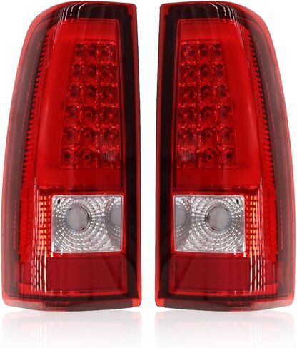 مجموعة أضواء الذيل متوافقة مع 2003 2004 2005 2006 Silverado 1500 2500 3500 Red Tube Leach Lave Lamps Driver & Passenger GM2800174 GM2801174 in Kuwait