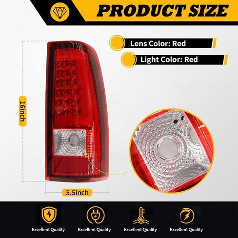 مجموعة أضواء الذيل متوافقة مع 2003 2004 2005 2006 Silverado 1500 2500 3500 Red Tube Leach Lave Lamps Driver & Passenger GM2800174 GM2801174 in Kuwait