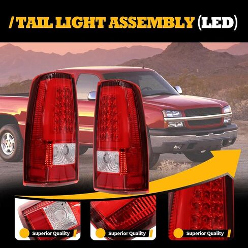 مجموعة أضواء الذيل متوافقة مع 2003 2004 2005 2006 Silverado 1500 2500 3500 Red Tube Leach Lave Lamps Driver & Passenger GM2800174 GM2801174 in Kuwait