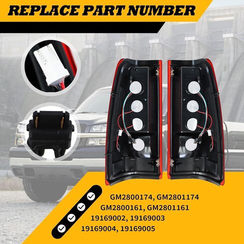 مجموعة أضواء الذيل متوافقة مع 2003 2004 2005 2006 Silverado 1500 2500 3500 Red Tube Leach Lave Lamps Driver & Passenger GM2800174 GM2801174 in Kuwait