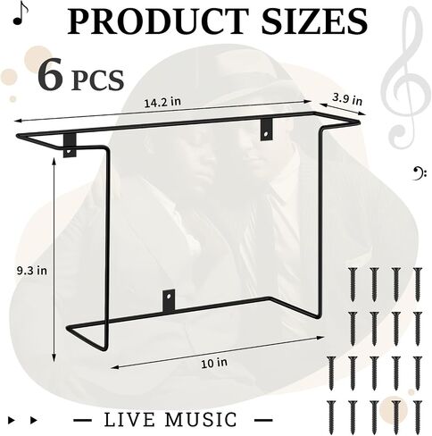 4 PCS VINYL RECROCAL SHELL MOUNT ، تخزين سجل فينيل معدني 12 بوصة ، رفوف عائم ، مناسب لغرفة النوم وغرفة المعيشة (أسود) in Kuwait