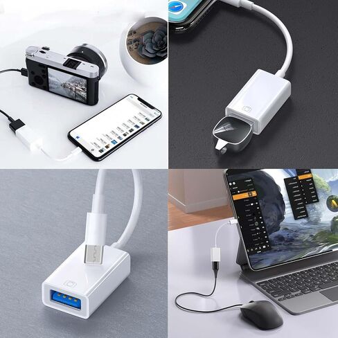 (4-Pack) 2 * USB Male to USBC Female Charge Converter & 2 * USBC Male to USB Female OTG Adapter,for iPhone 16/15/14/13/12 Pro Max Plus,iPad 9/10 Air 5 Mini 6,Car,Samsung S24 S23 S22 Plus Ultra etc. in Kuwait