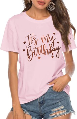 Birthday Shirts for Women Its My Birthday Shirt Cute Graphic Tees Happy Birthday Squad Short Sleeve Casual Gift Tops in Kuwait