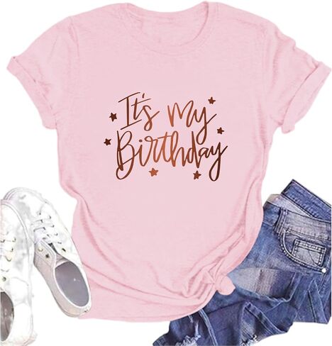 Birthday Shirts for Women Its My Birthday Shirt Cute Graphic Tees Happy Birthday Squad Short Sleeve Casual Gift Tops in Kuwait