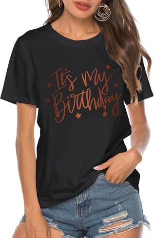 Birthday Shirts for Women Its My Birthday Shirt Cute Graphic Tees Happy Birthday Squad Short Sleeve Casual Gift Tops in Kuwait