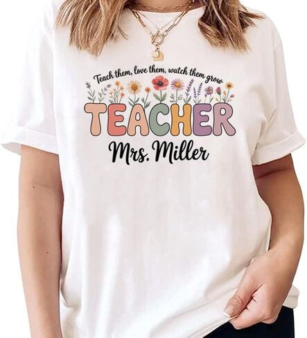 Custom Teacher Shirt, Personalized Teacher Shirt with Name, Back to School for Teachers Gift, Teachers Gift for Women in Kuwait