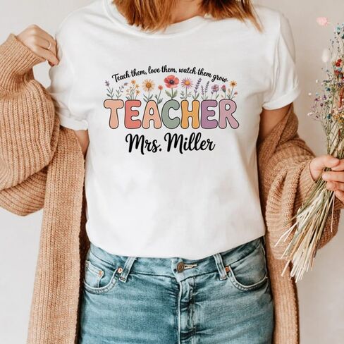 Custom Teacher Shirt, Personalized Teacher Shirt with Name, Back to School for Teachers Gift, Teachers Gift for Women in Kuwait