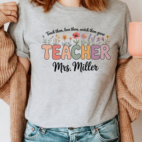Custom Teacher Shirt, Personalized Teacher Shirt with Name, Back to School for Teachers Gift, Teachers Gift for Women in Kuwait