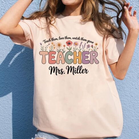 Custom Teacher Shirt, Personalized Teacher Shirt with Name, Back to School for Teachers Gift, Teachers Gift for Women in Kuwait