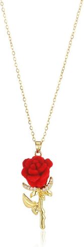 MIFYNN Red Rose Necklace for Women Trendy Cute Dainty Rose Flower Pendant Necklace Valentines Day Birthday Jewelry Gifts for Wife Girlfriend in Saudi Arabia